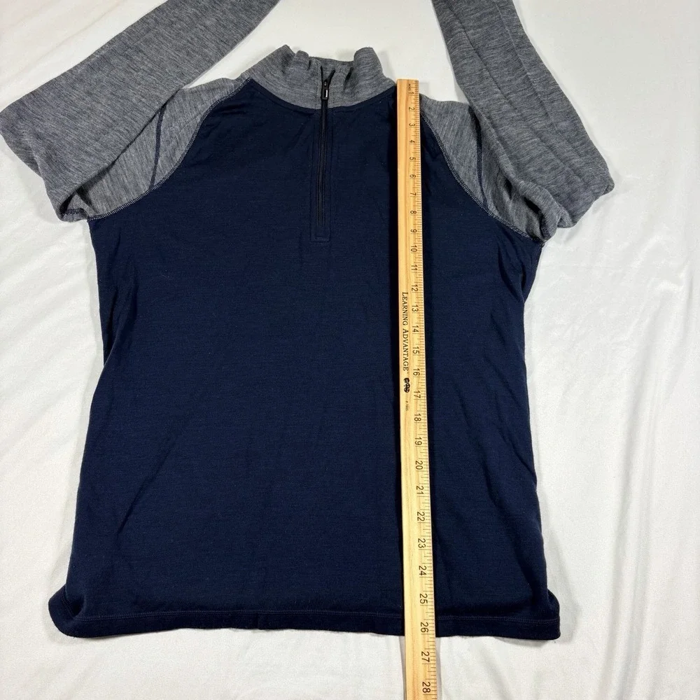 Smartwool 1/4 Zip Pullover Mens Large Blue Gray 100% Merino Wool SW0NP616